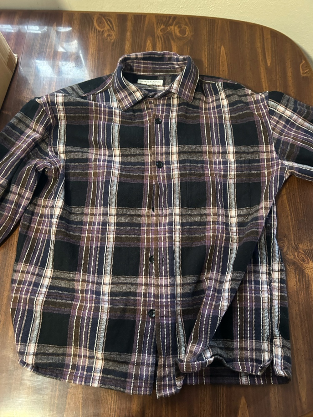 Banana Republic Black and Purple Plaid Button-Down Shirt
